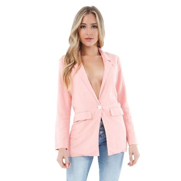 Charlie Holiday Elle LInen Blazer in Pink Lemonade 4 Womens Jacket - Picture 12 of 12